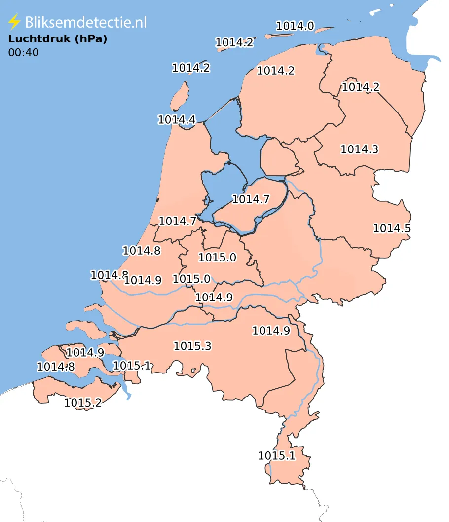 Luchtdruk kaart Nederland
