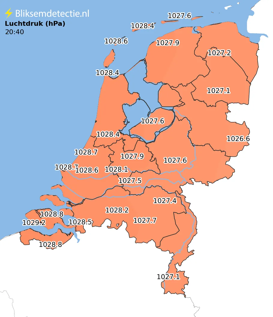 Luchtdruk kaart Nederland
