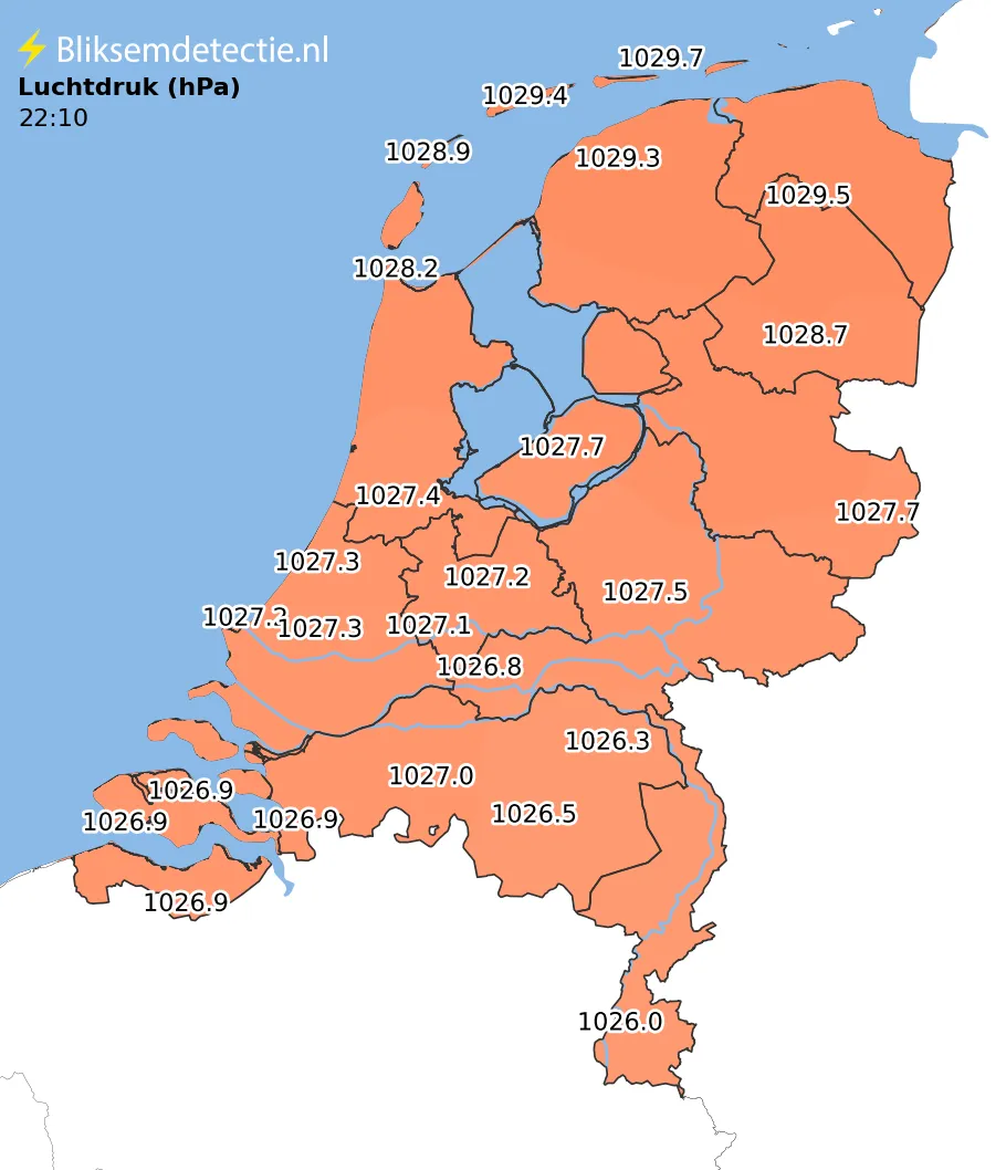 Luchtdruk kaart Nederland