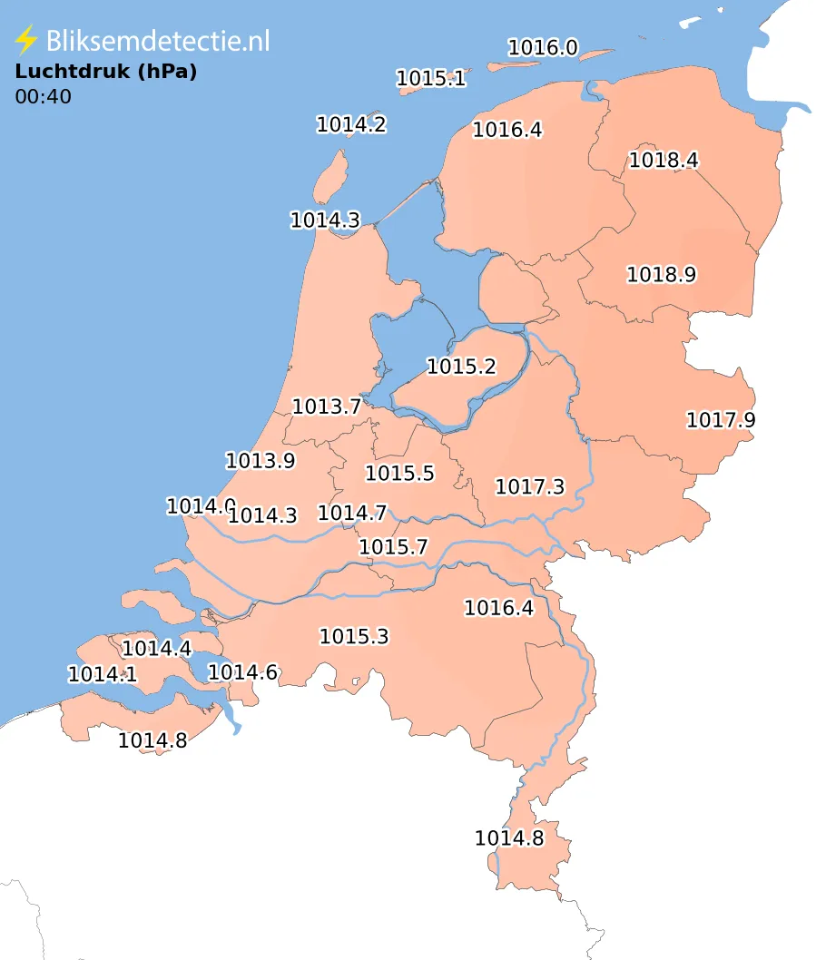 Luchtdruk kaart Nederland
