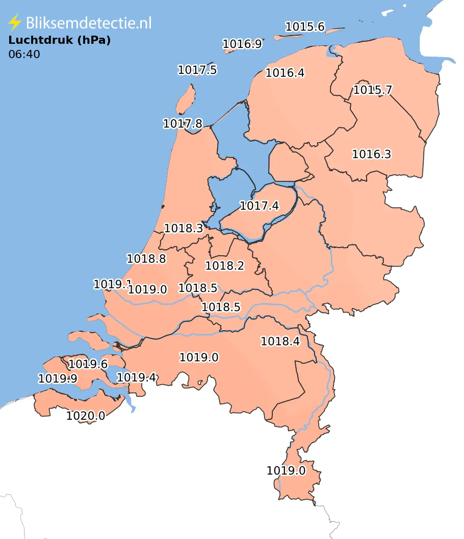 Luchtdruk kaart Nederland
