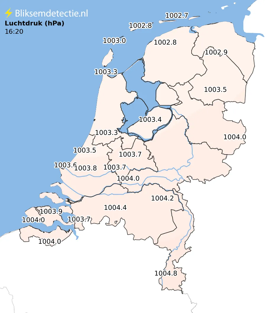 Luchtdruk kaart Nederland