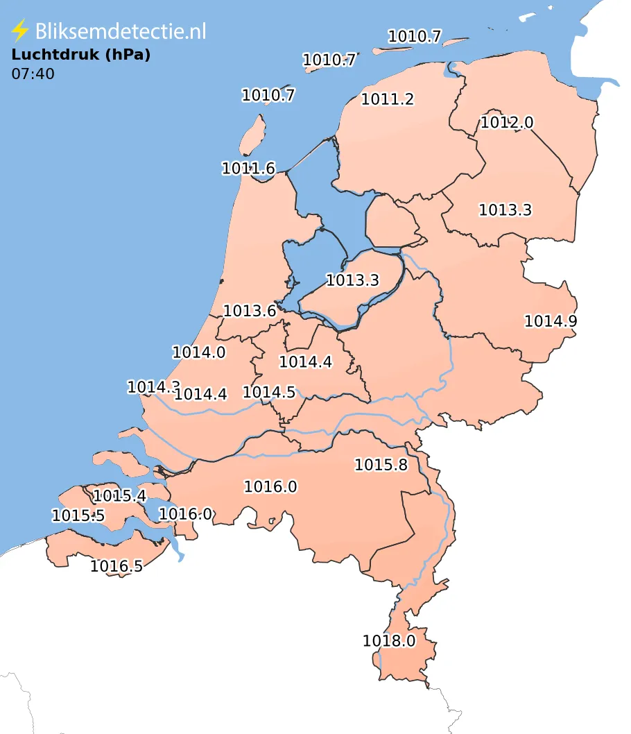 Luchtdruk kaart Nederland