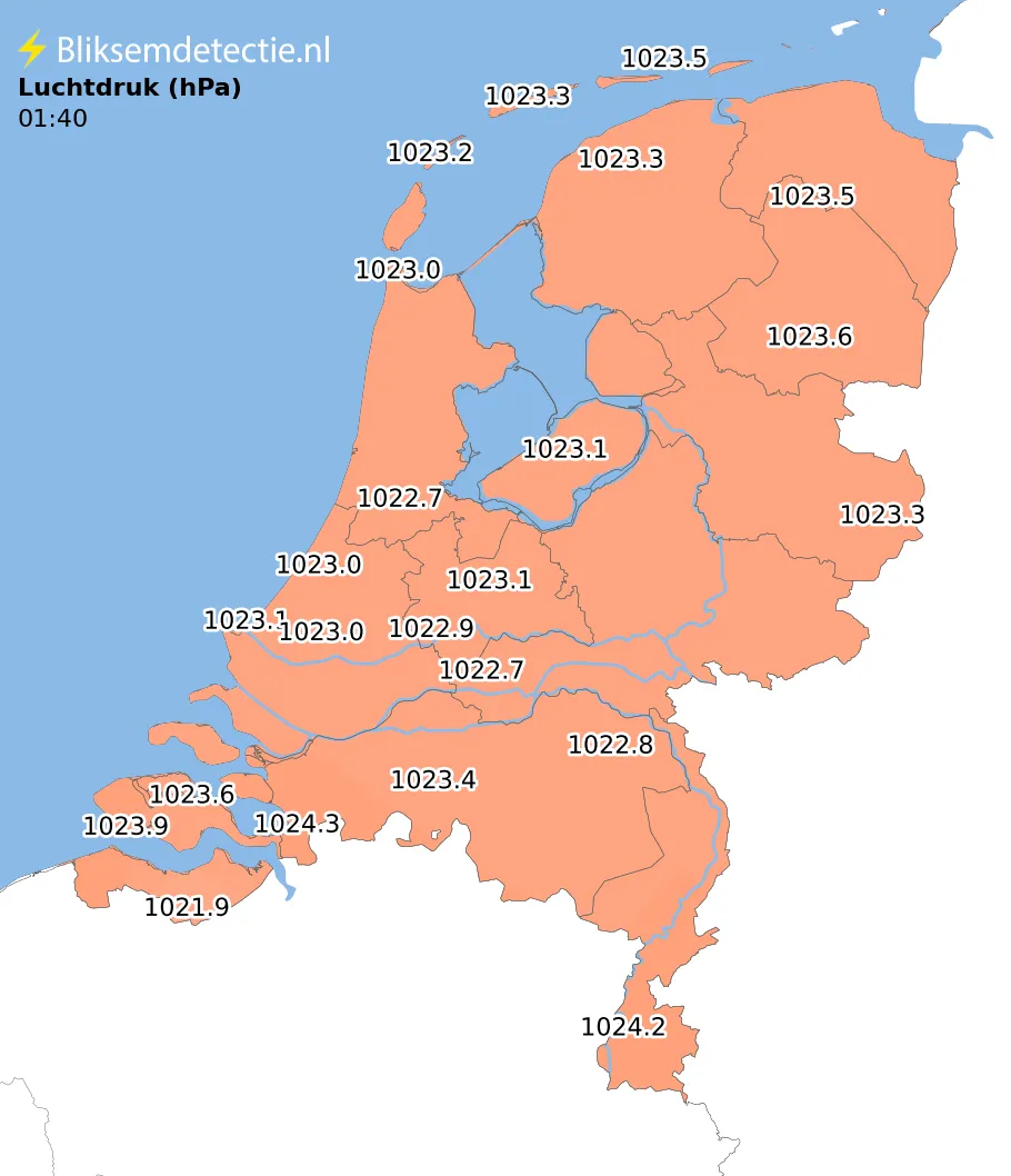 Luchtdruk kaart Nederland