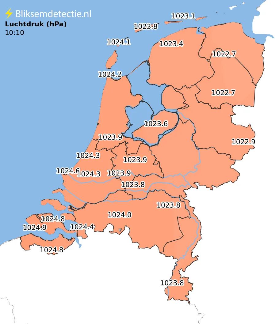 Luchtdruk kaart Nederland
