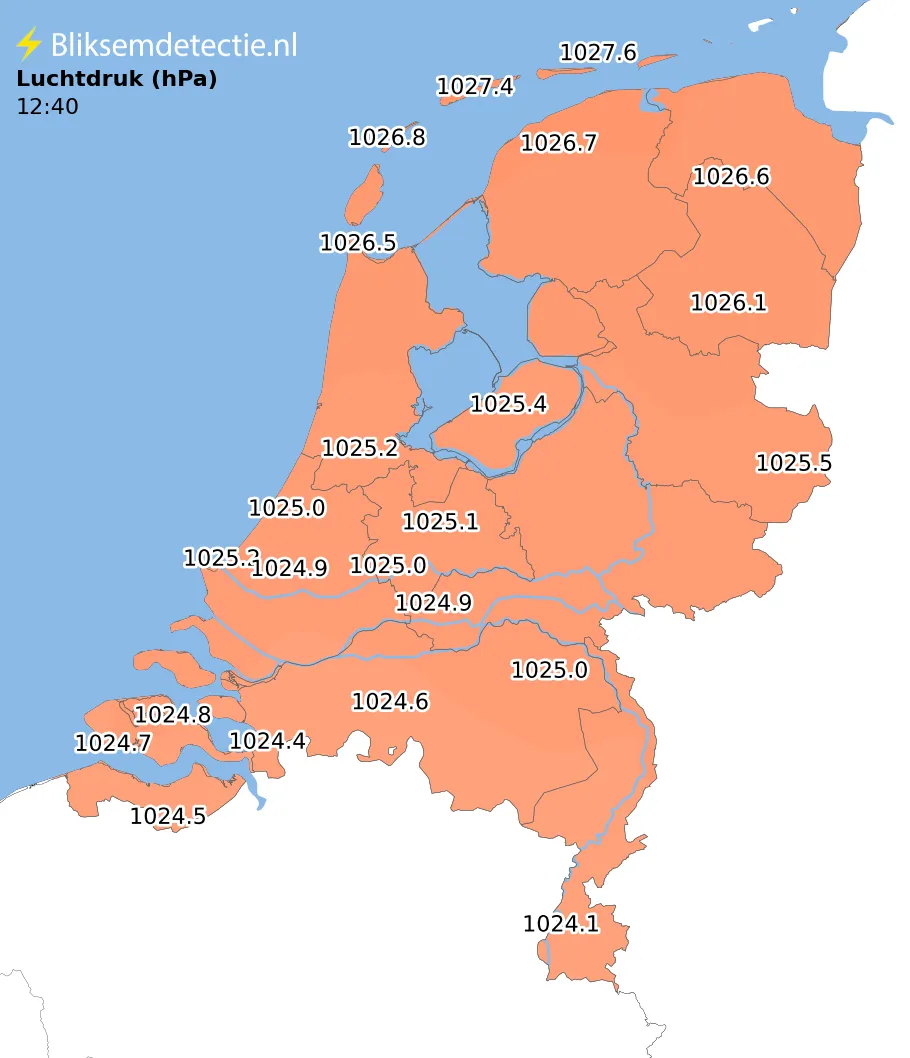 Luchtdruk kaart Nederland