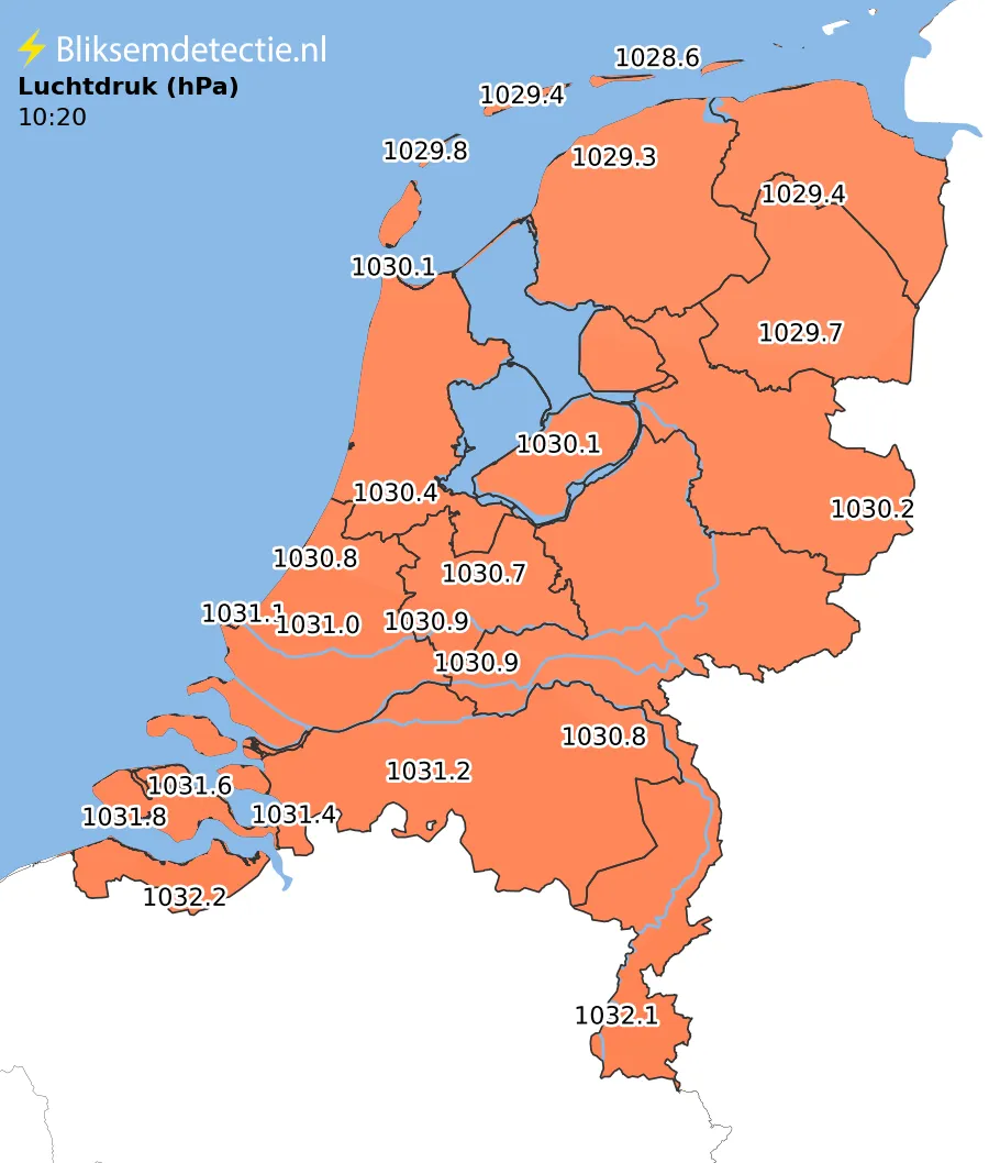 Luchtdruk kaart Nederland
