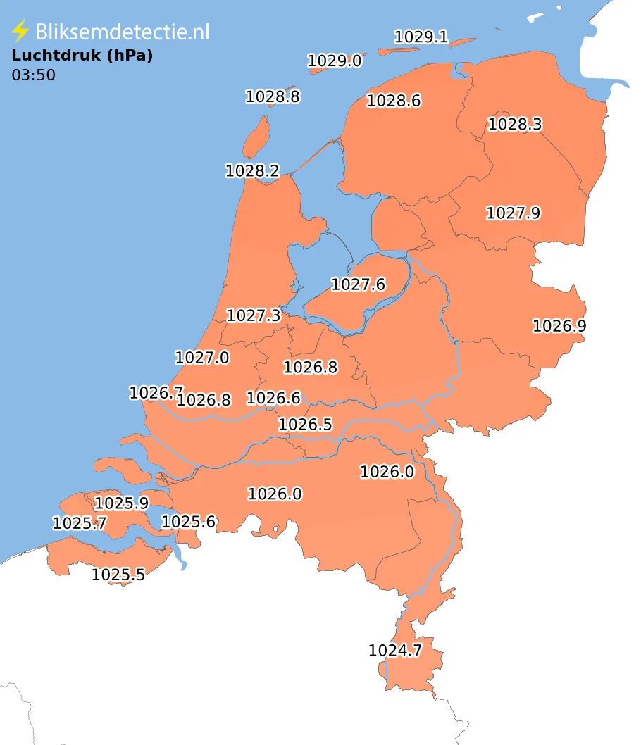 Luchtdruk kaart Nederland