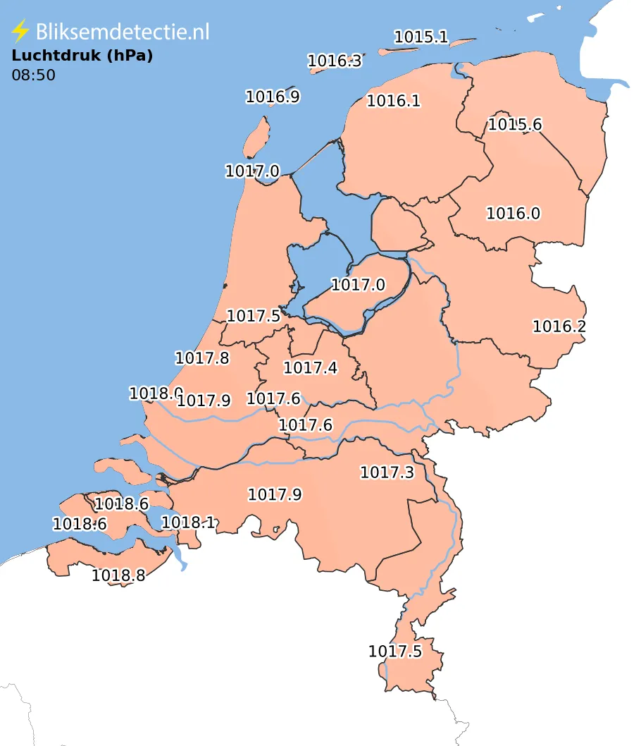Luchtdruk kaart Nederland