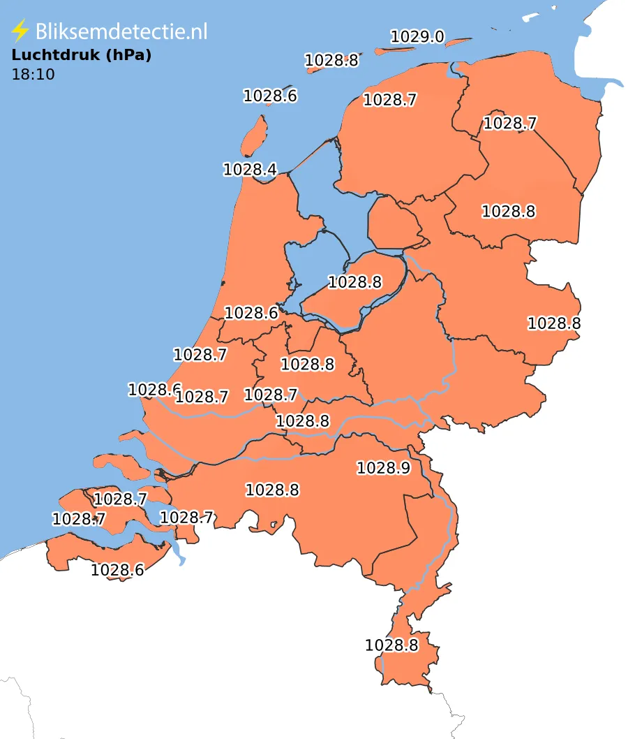 Luchtdruk kaart Nederland