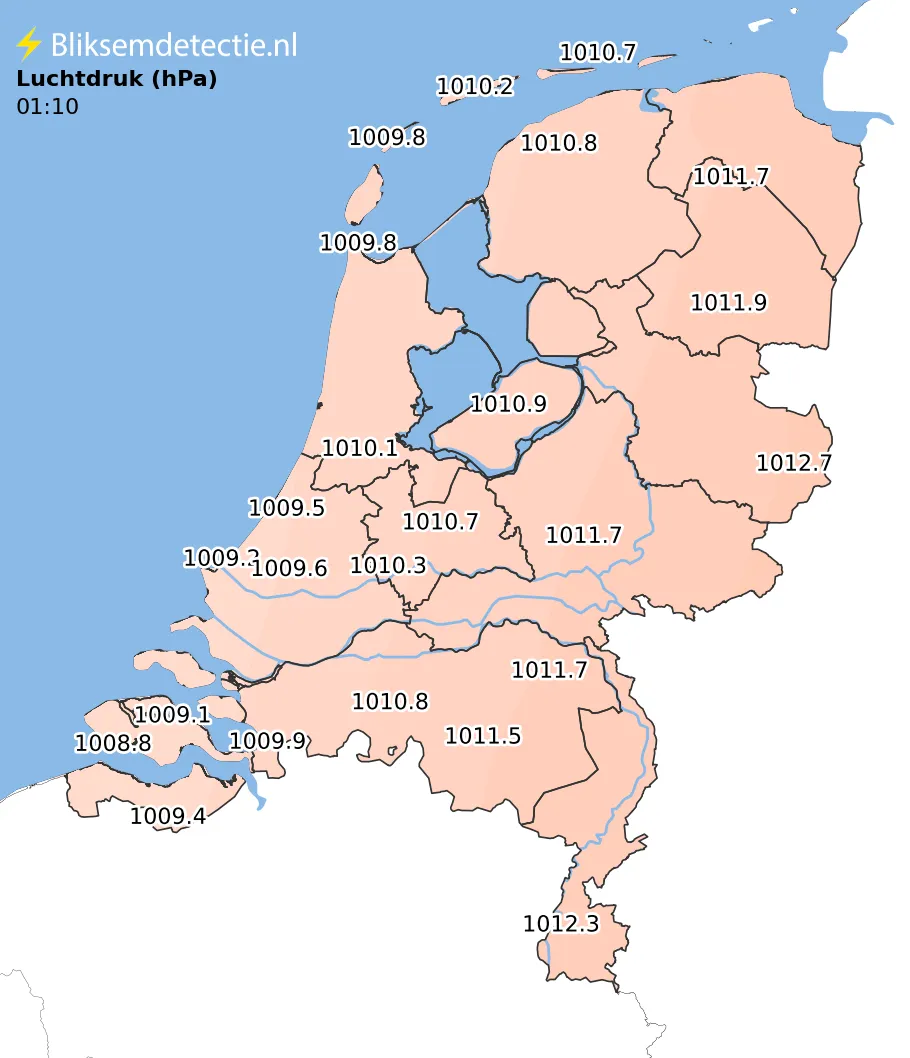Luchtdruk kaart Nederland