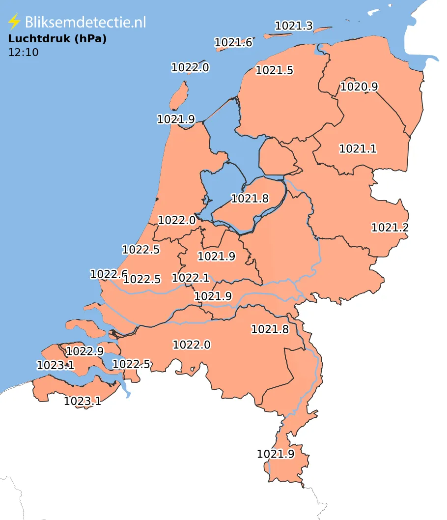 Luchtdruk kaart Nederland