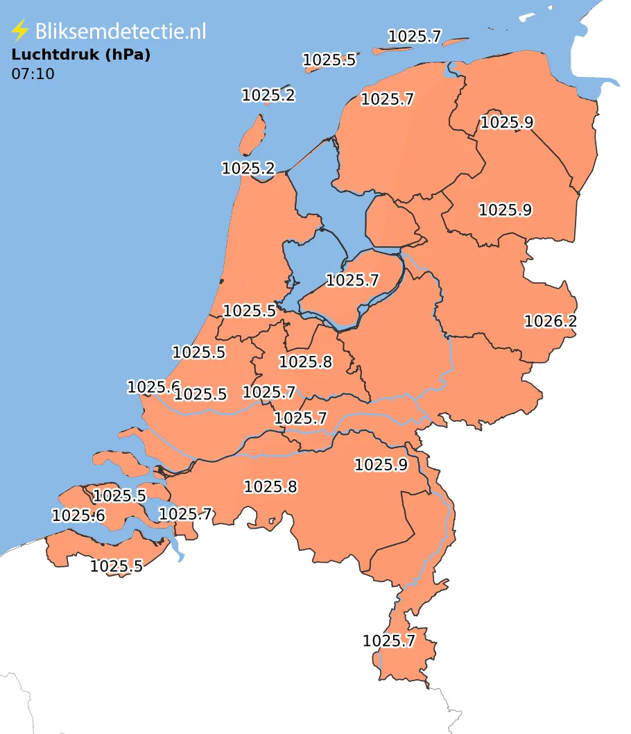 Luchtdruk kaart Nederland