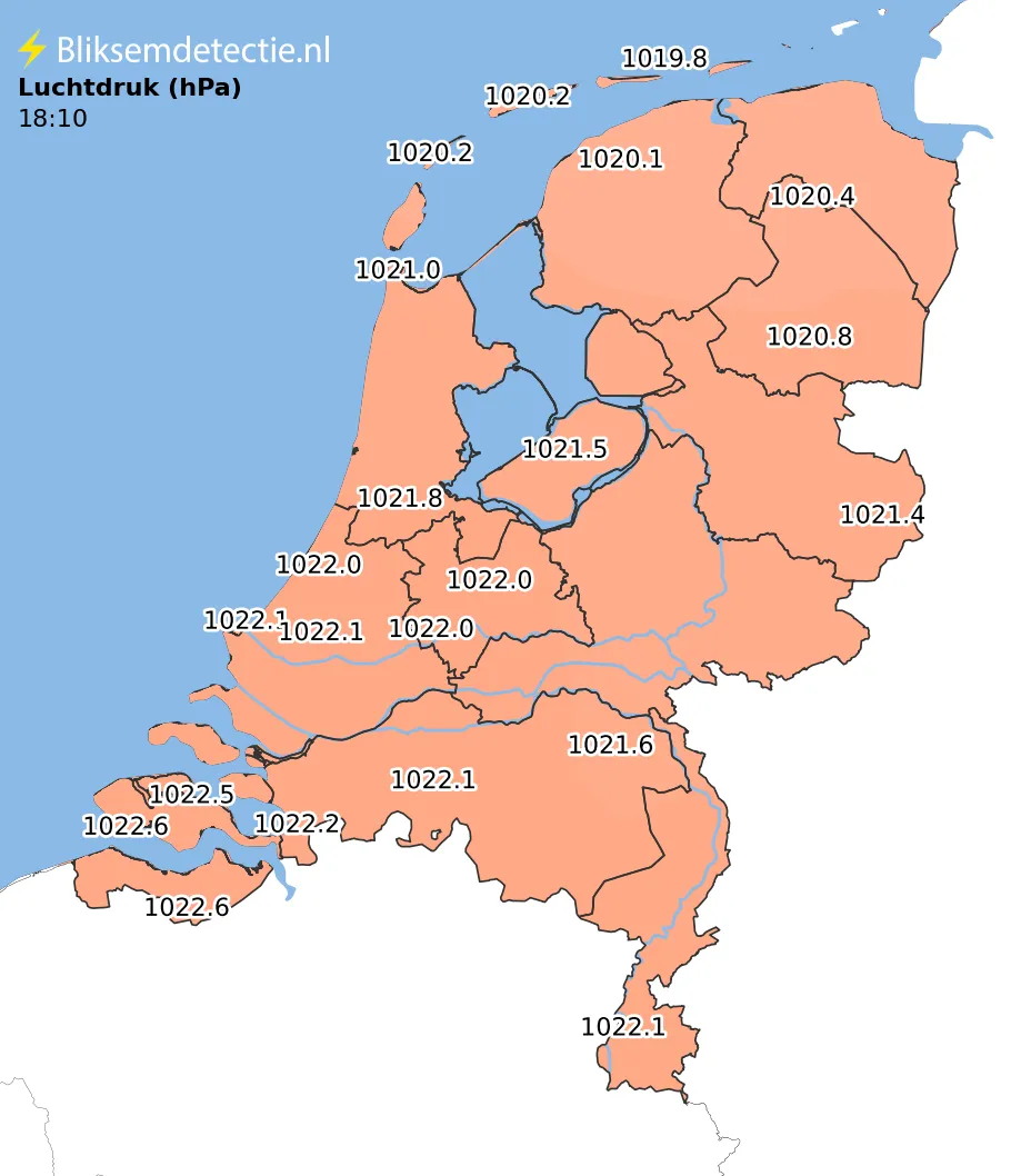 Luchtdruk kaart Nederland