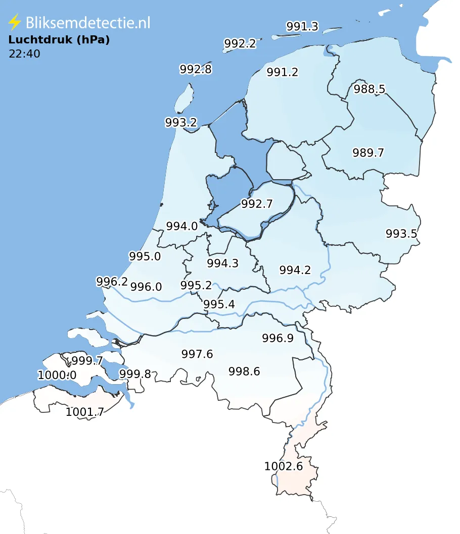 Luchtdruk kaart Nederland