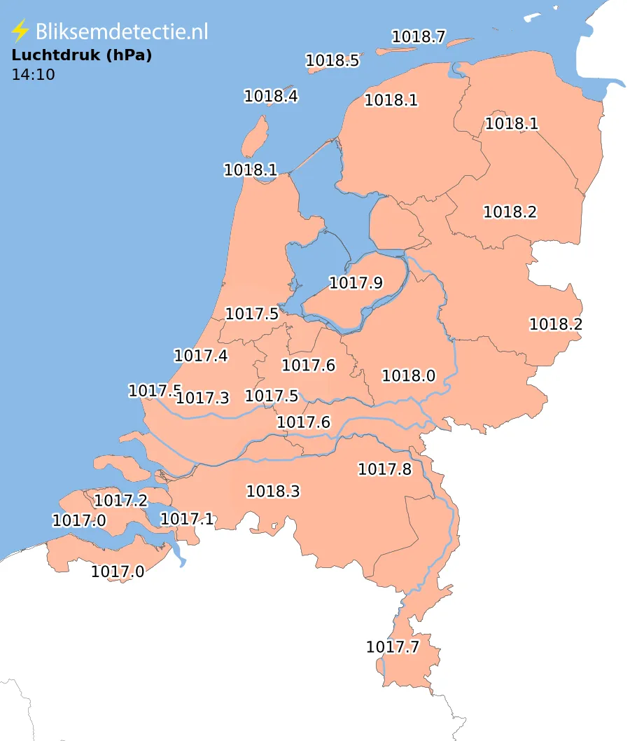 Luchtdruk kaart Nederland