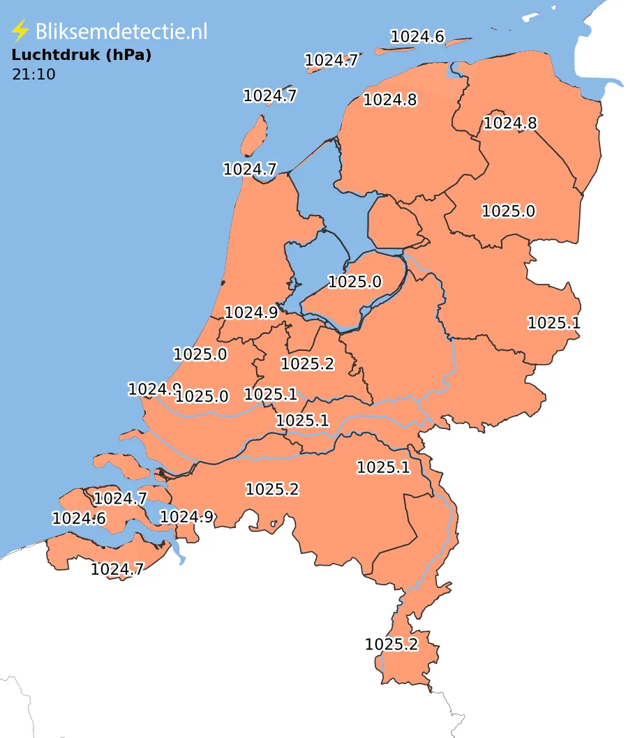 Luchtdruk kaart Nederland