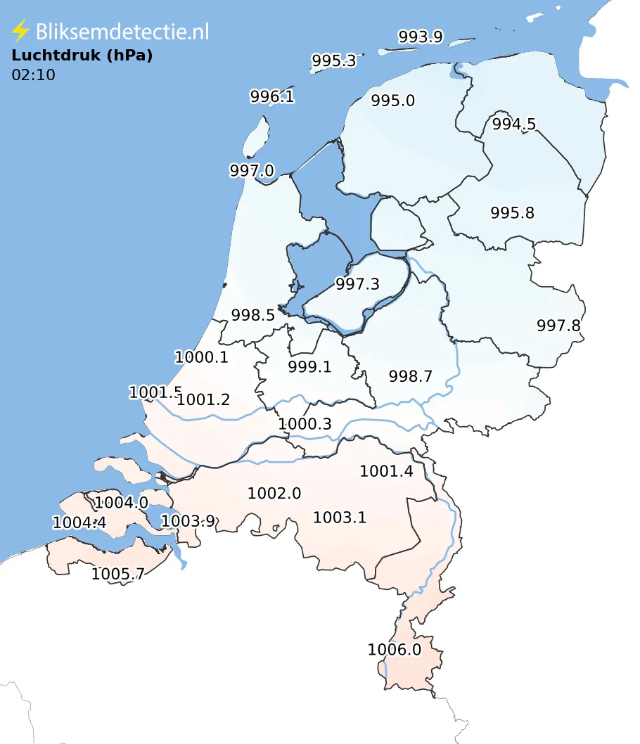 Luchtdruk kaart Nederland