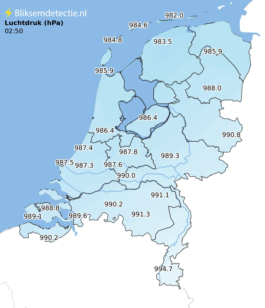 Luchtdruk kaart Nederland