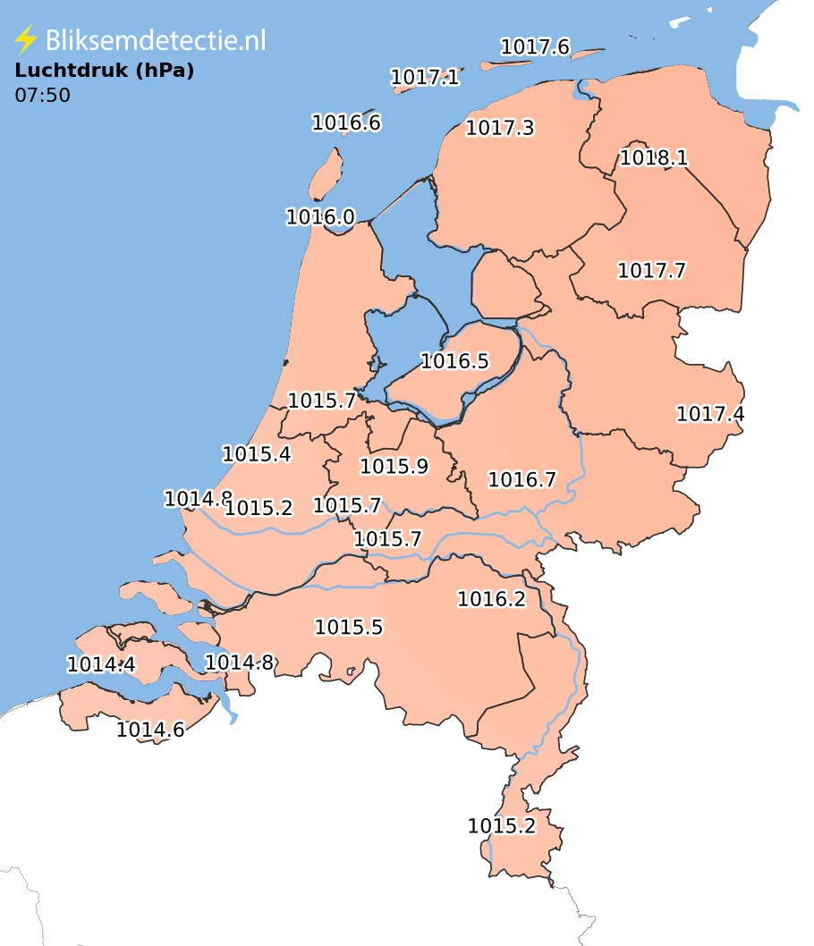 Luchtdruk kaart Nederland