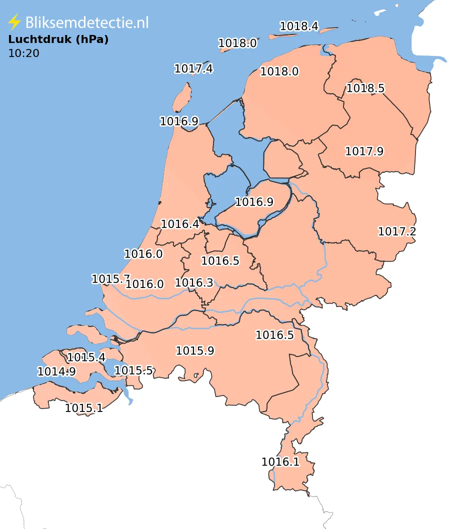 Luchtdruk kaart Nederland