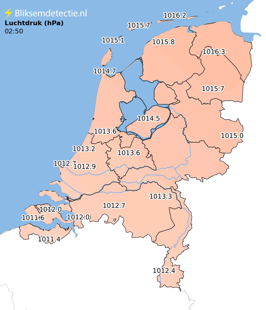 Luchtdruk kaart Nederland