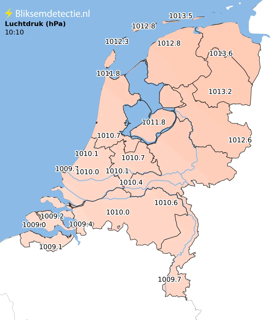 Luchtdruk kaart Nederland
