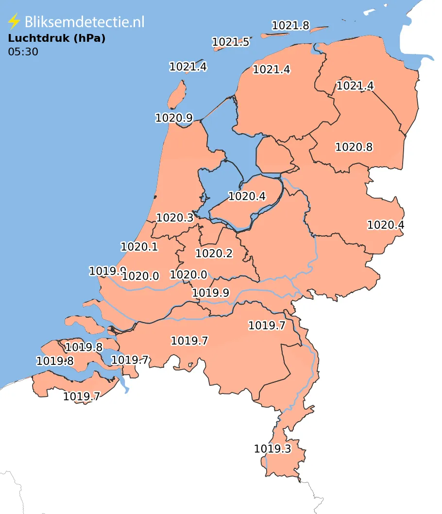 Luchtdruk kaart Nederland