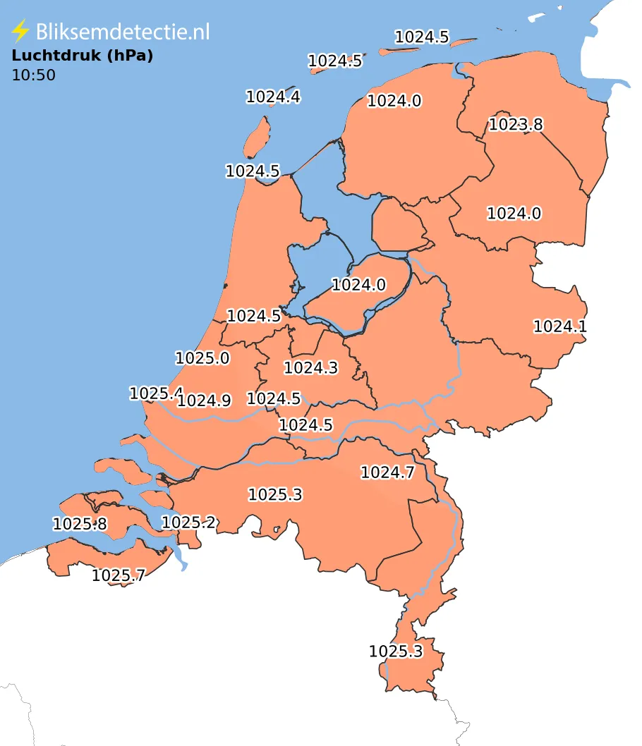 Luchtdruk kaart Nederland