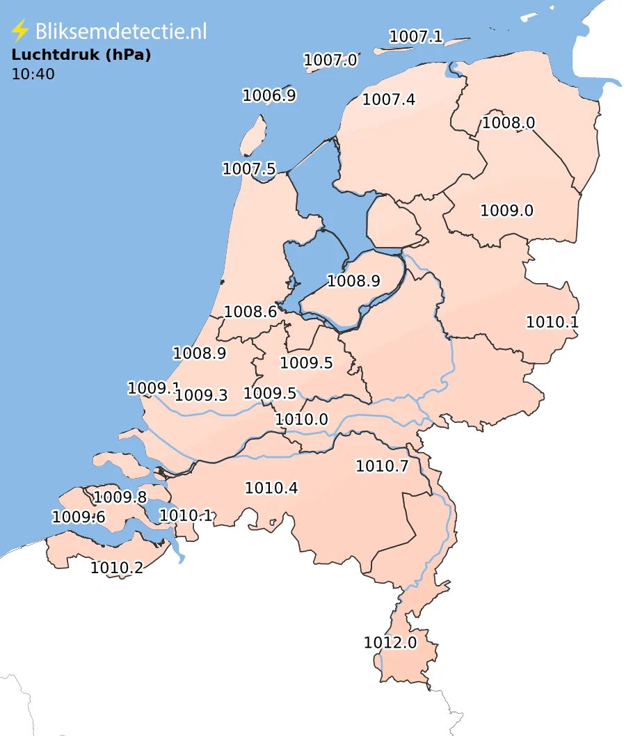 Luchtdruk kaart Nederland
