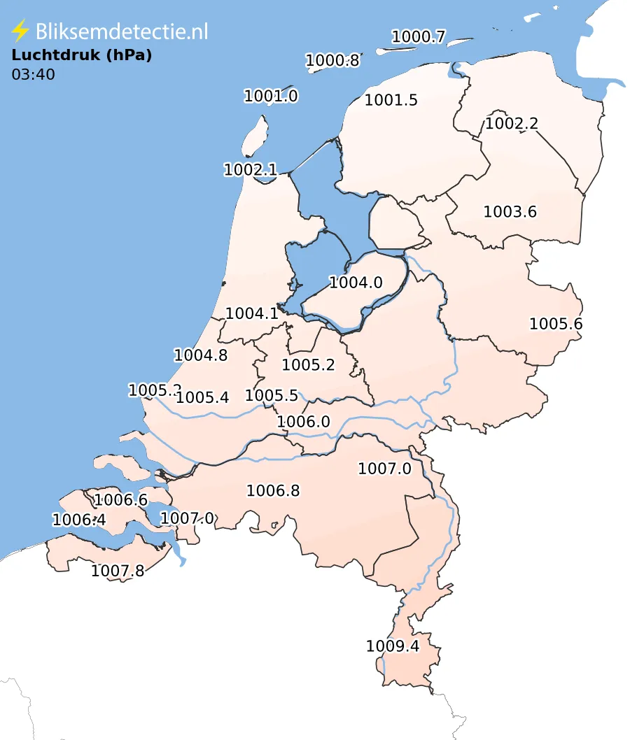 Luchtdruk kaart Nederland
