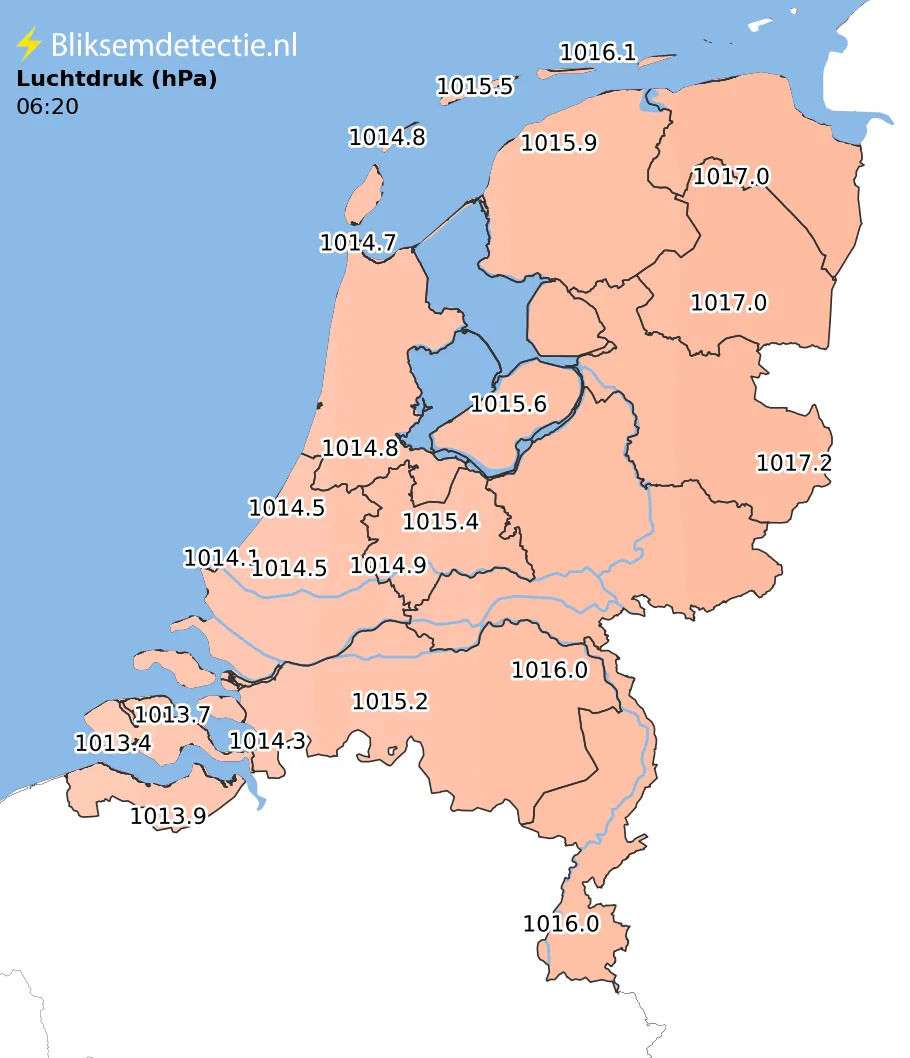 Luchtdruk kaart Nederland