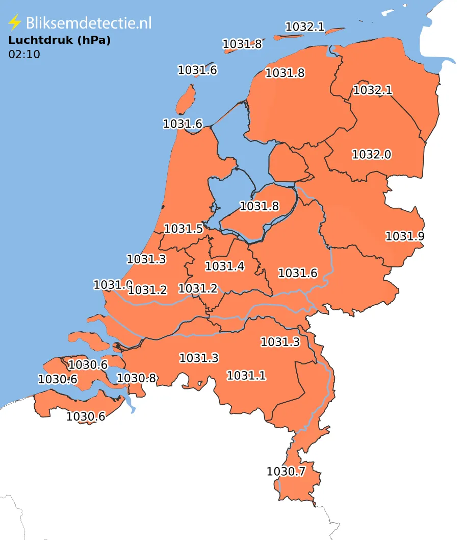 Luchtdruk kaart Nederland