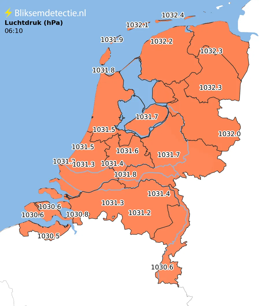 Luchtdruk kaart Nederland