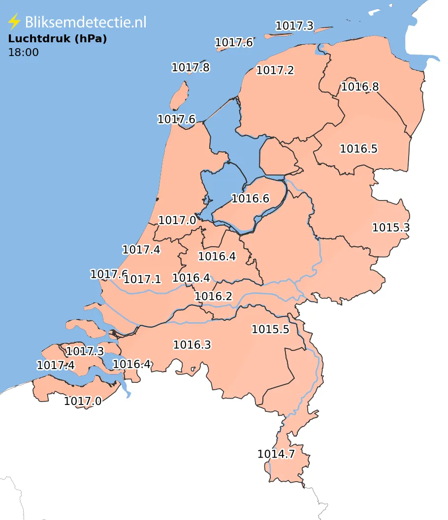 Luchtdruk kaart Nederland