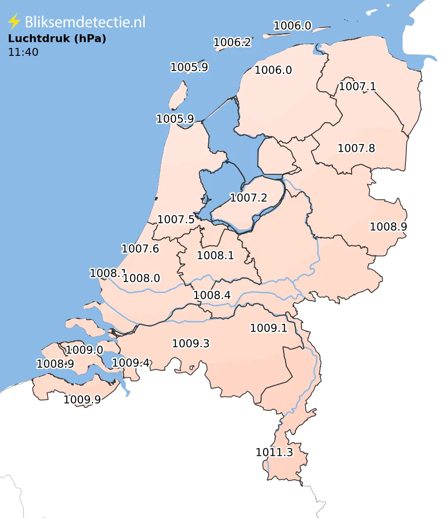 Luchtdruk kaart Nederland