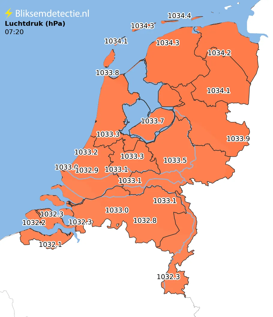 Luchtdruk kaart Nederland