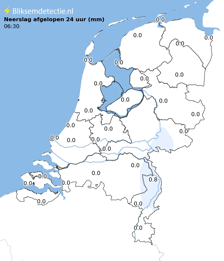 Neerslag 24 uur kaart Nederland