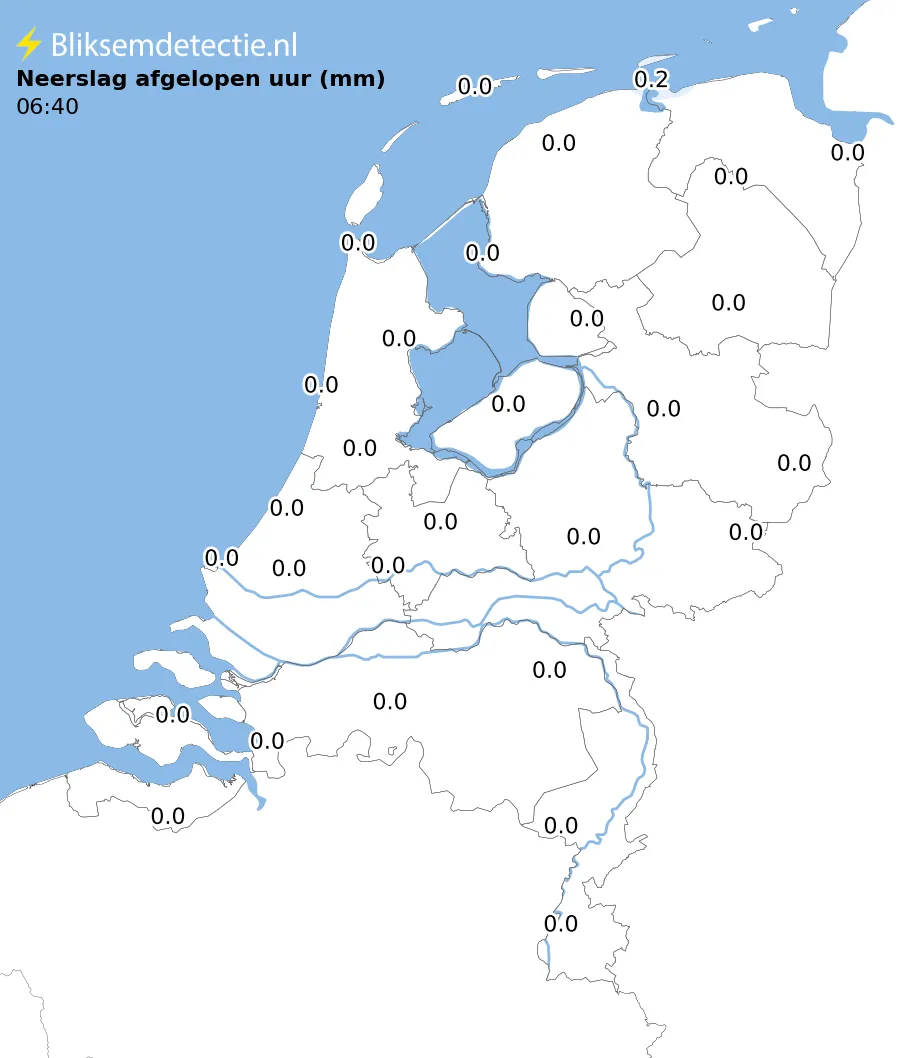 Neerslag afgelopen uur kaart Nederland