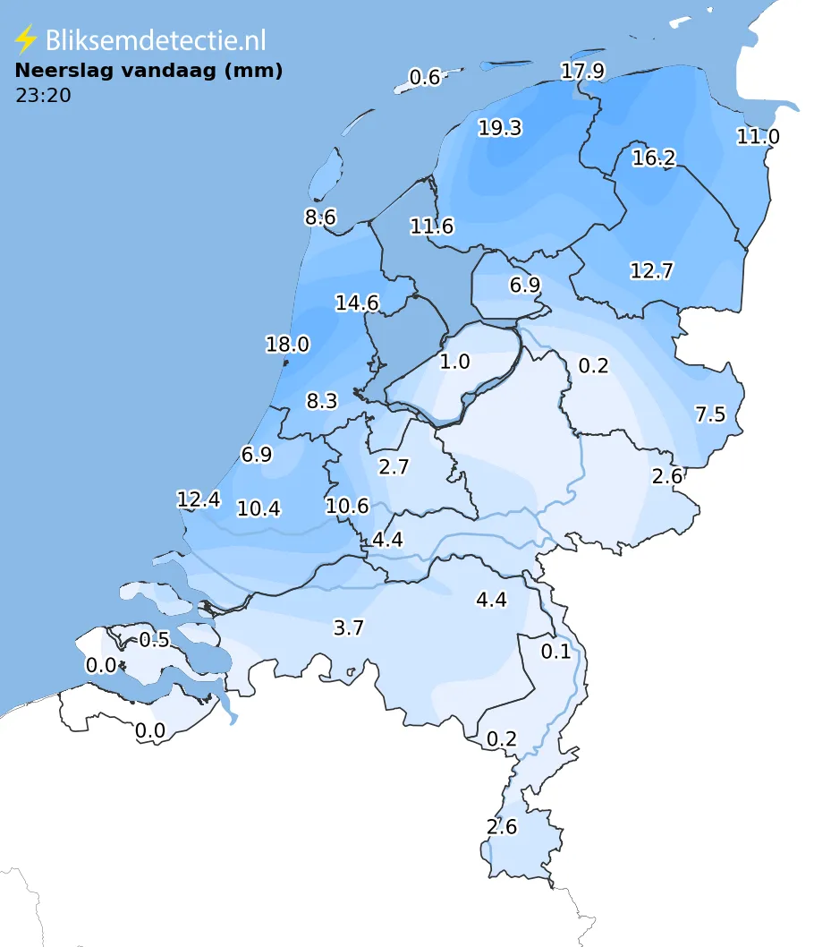 Neerslag vandaag kaart Nederland