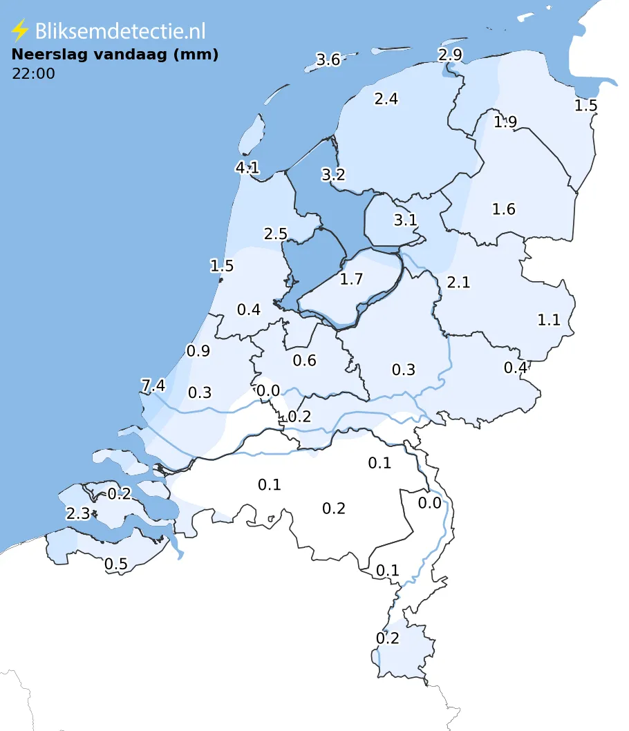 Neerslag vandaag kaart Nederland