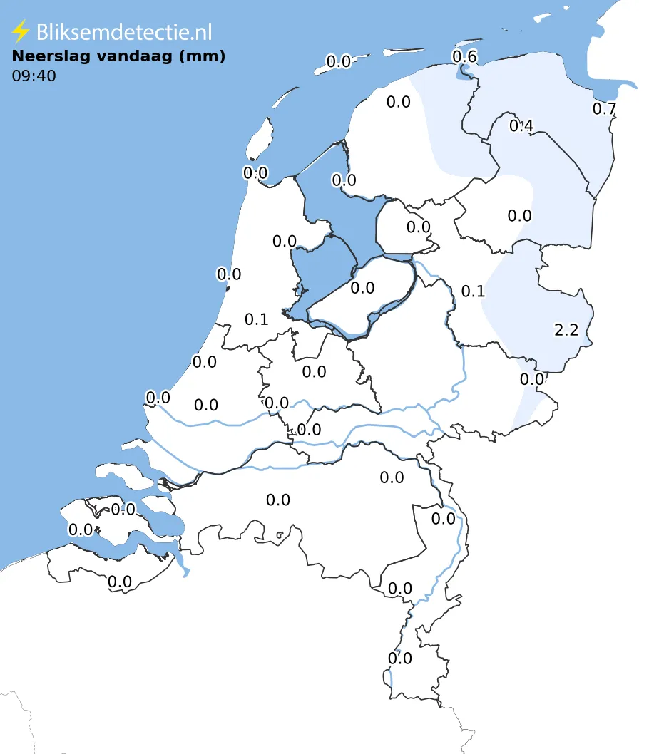 Neerslag vandaag kaart Nederland