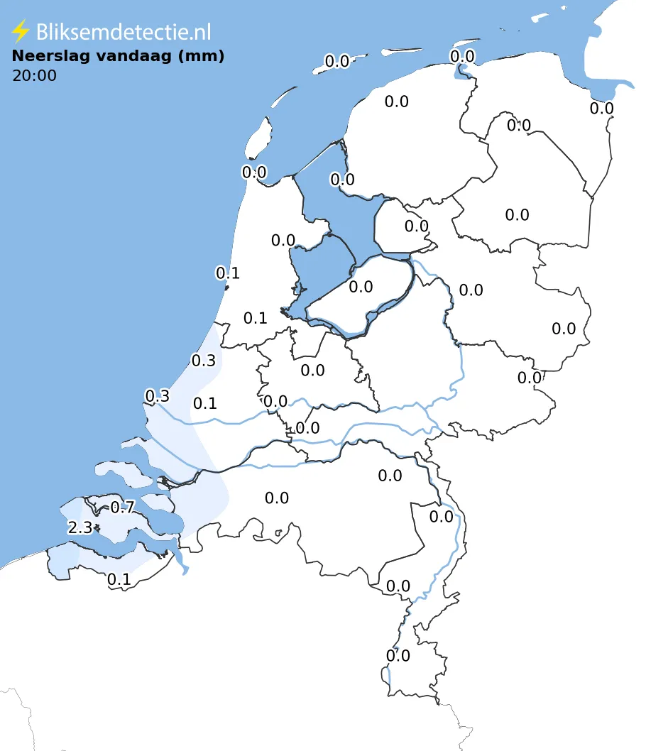 Neerslag vandaag kaart Nederland