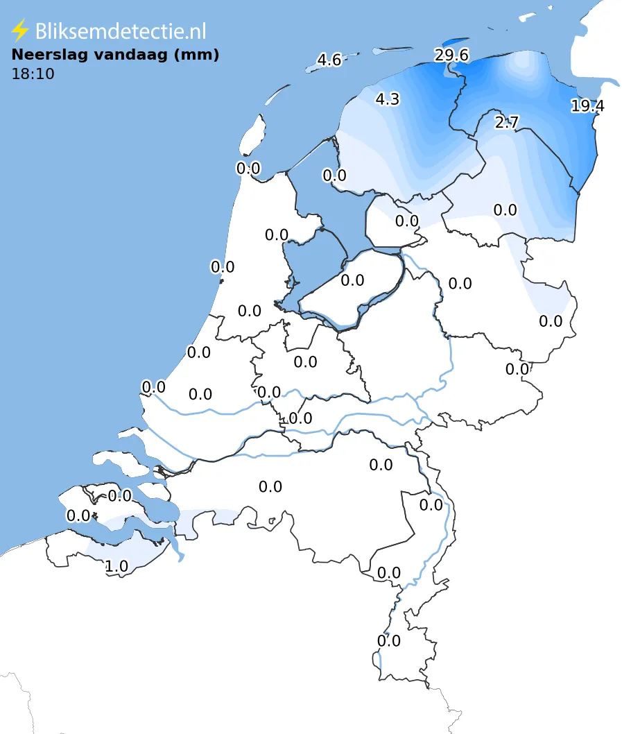Neerslag vandaag kaart Nederland