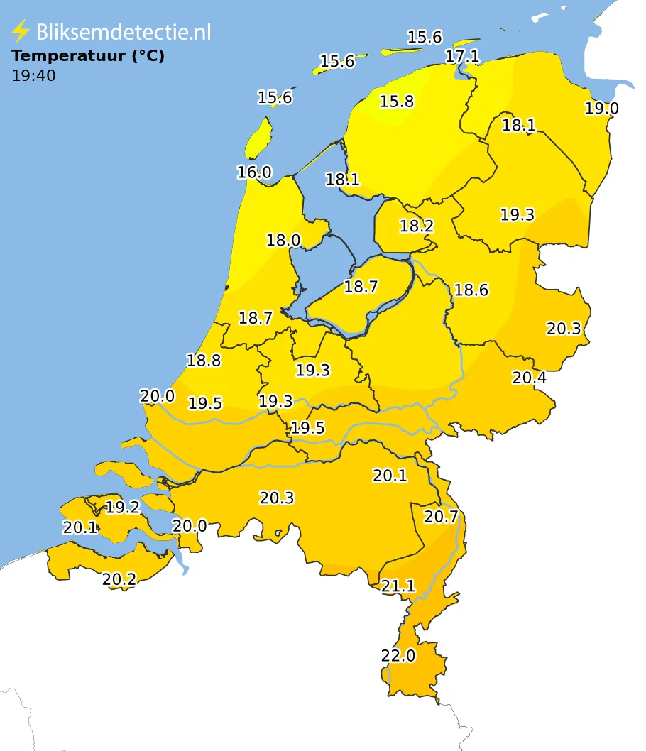 Temperatuur kaart Nederland