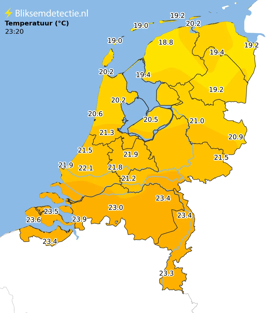 Temperatuur kaart Nederland