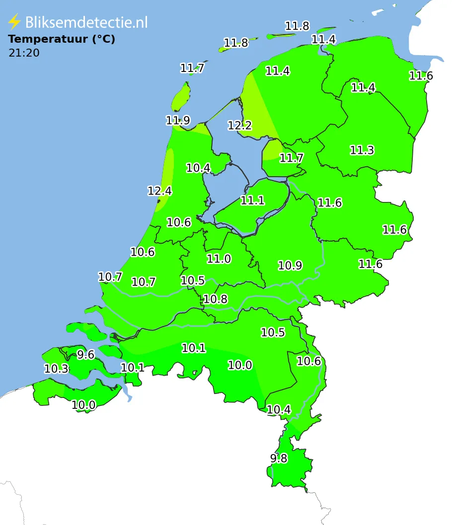 Temperatuur kaart Nederland