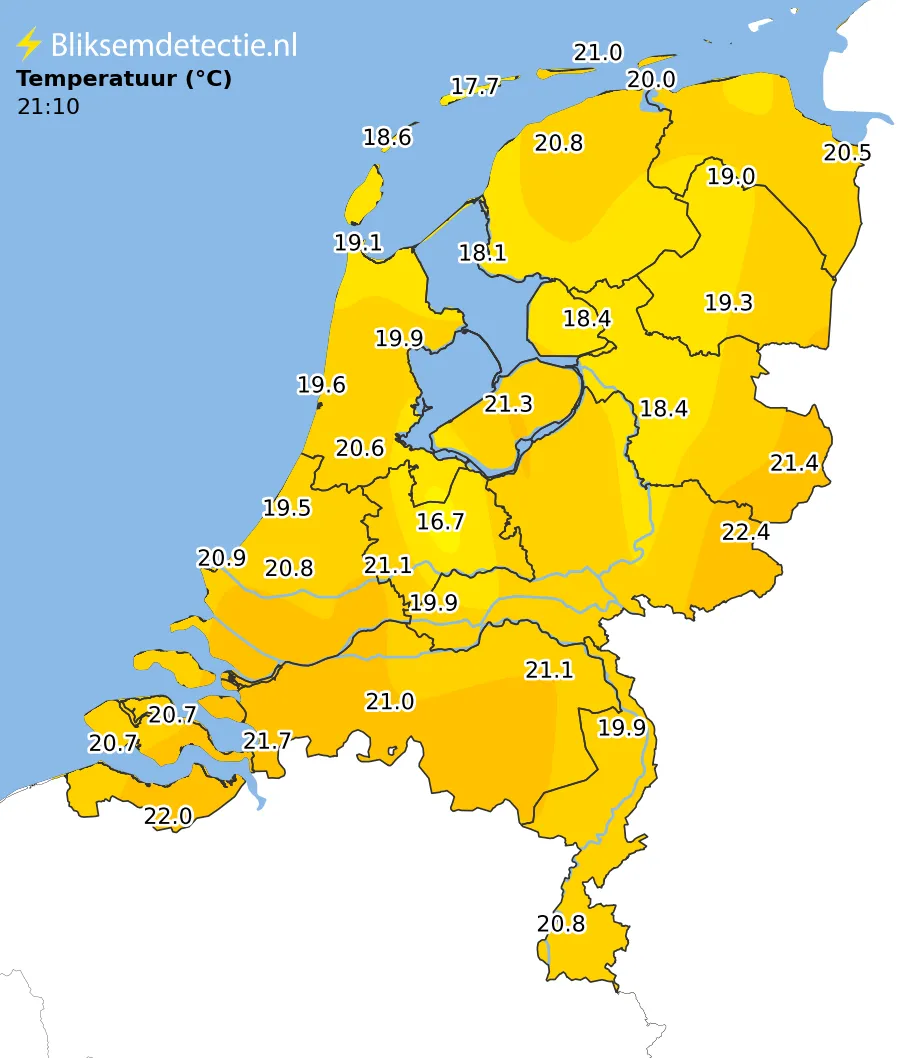 Temperatuur kaart Nederland