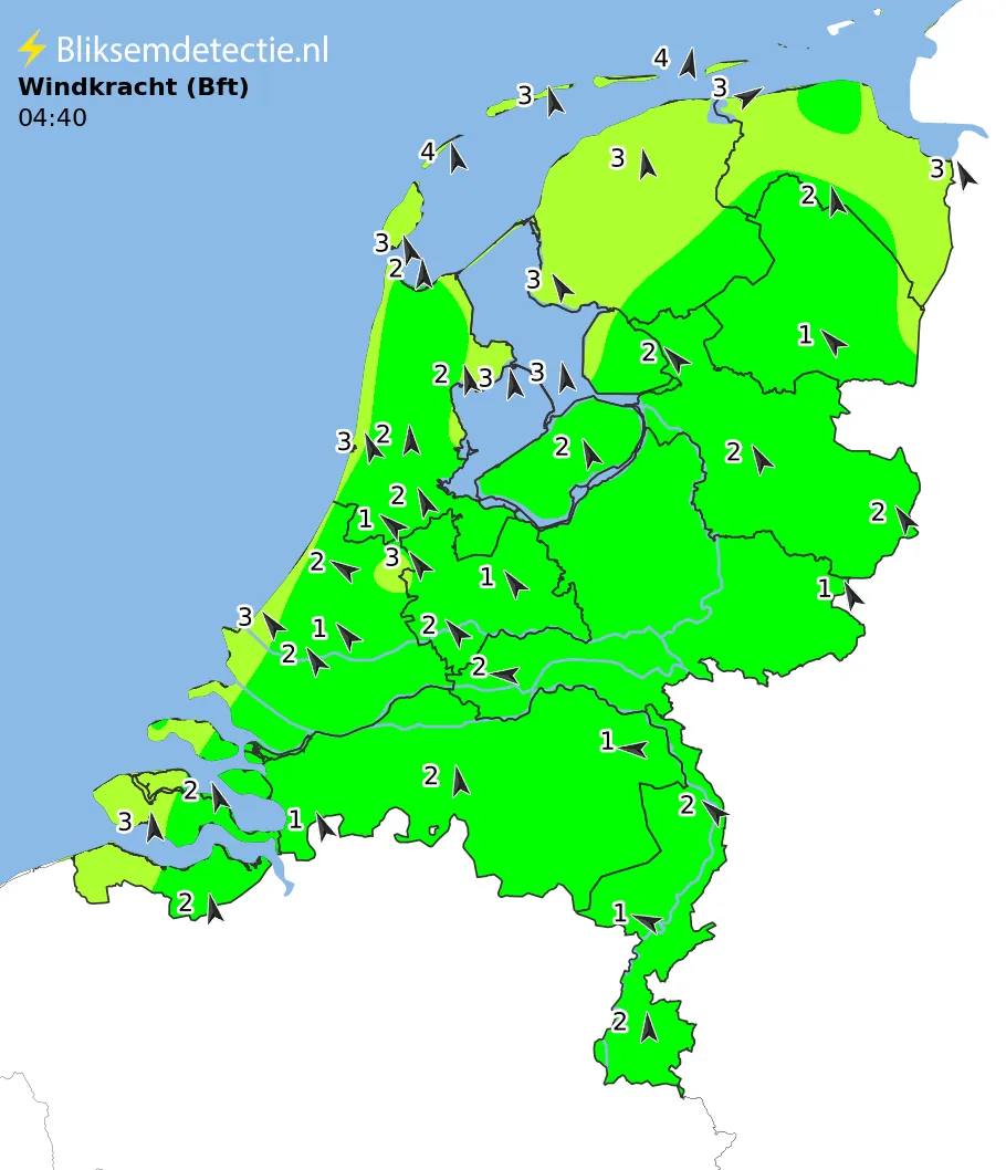 Windkracht kaart Nederland