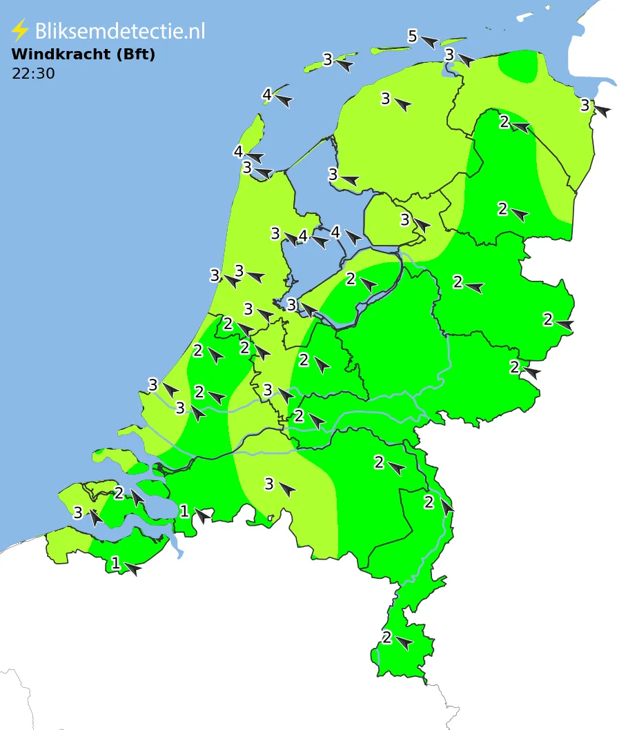 Windkracht kaart Nederland